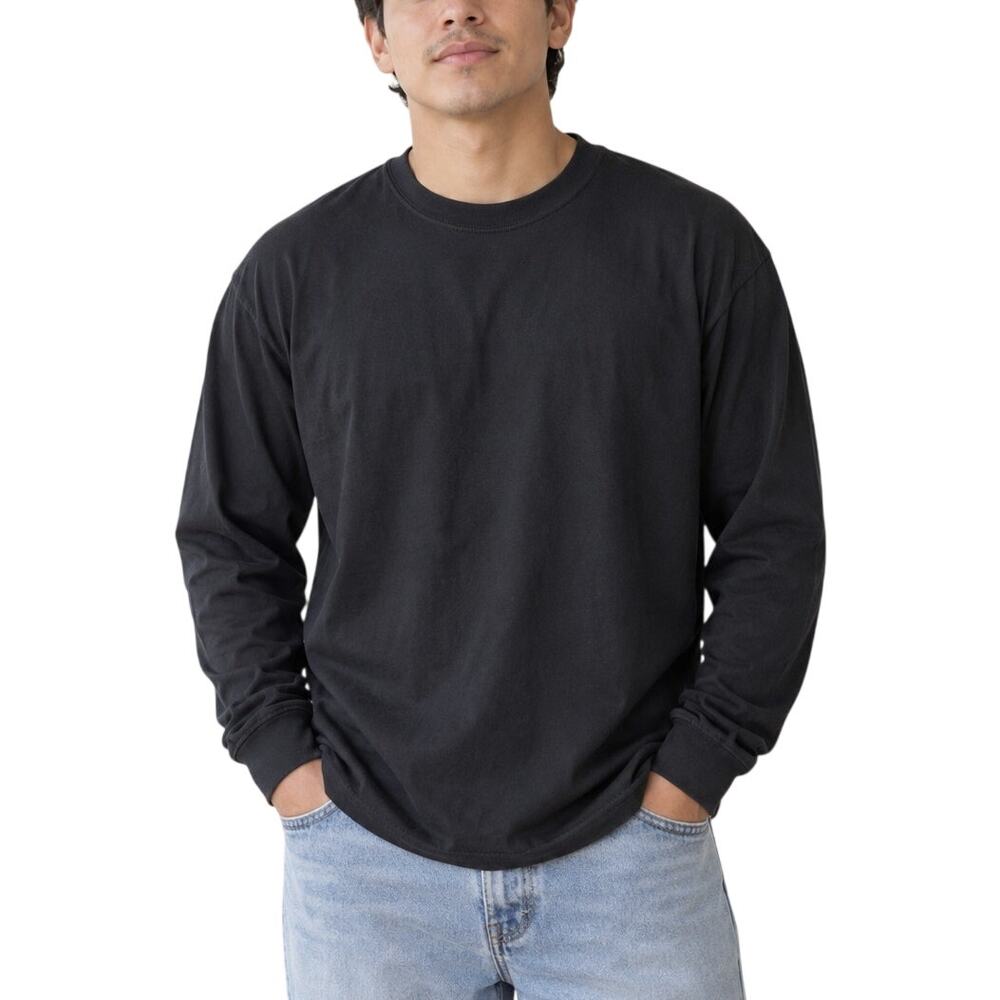 Gildan Ultra Cotton Black Long Sleeve T-Shirt Large 100% Cotton